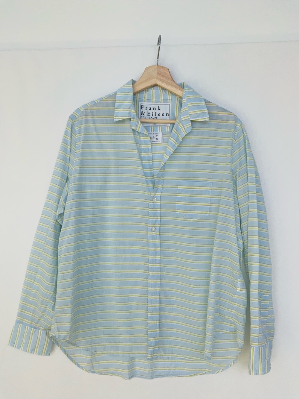 Frank & Eileen Light Blue and Yellow Striped Button-Down Shirt